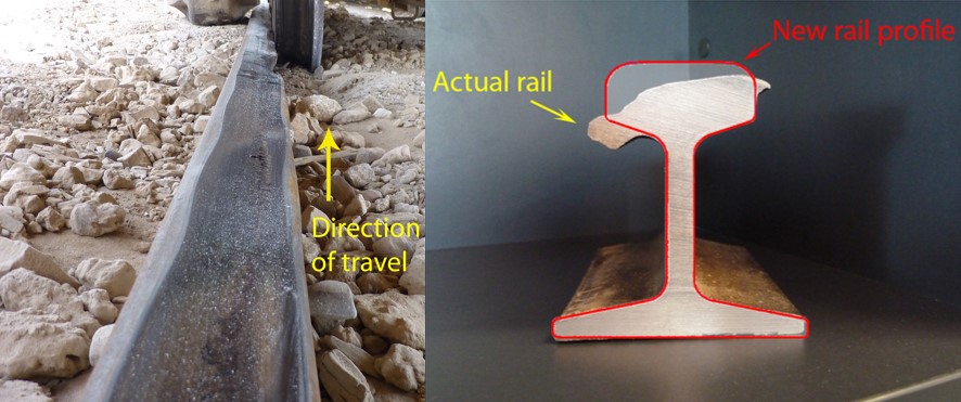 Figure 4: Rail head wear, metal flow and corrugations
